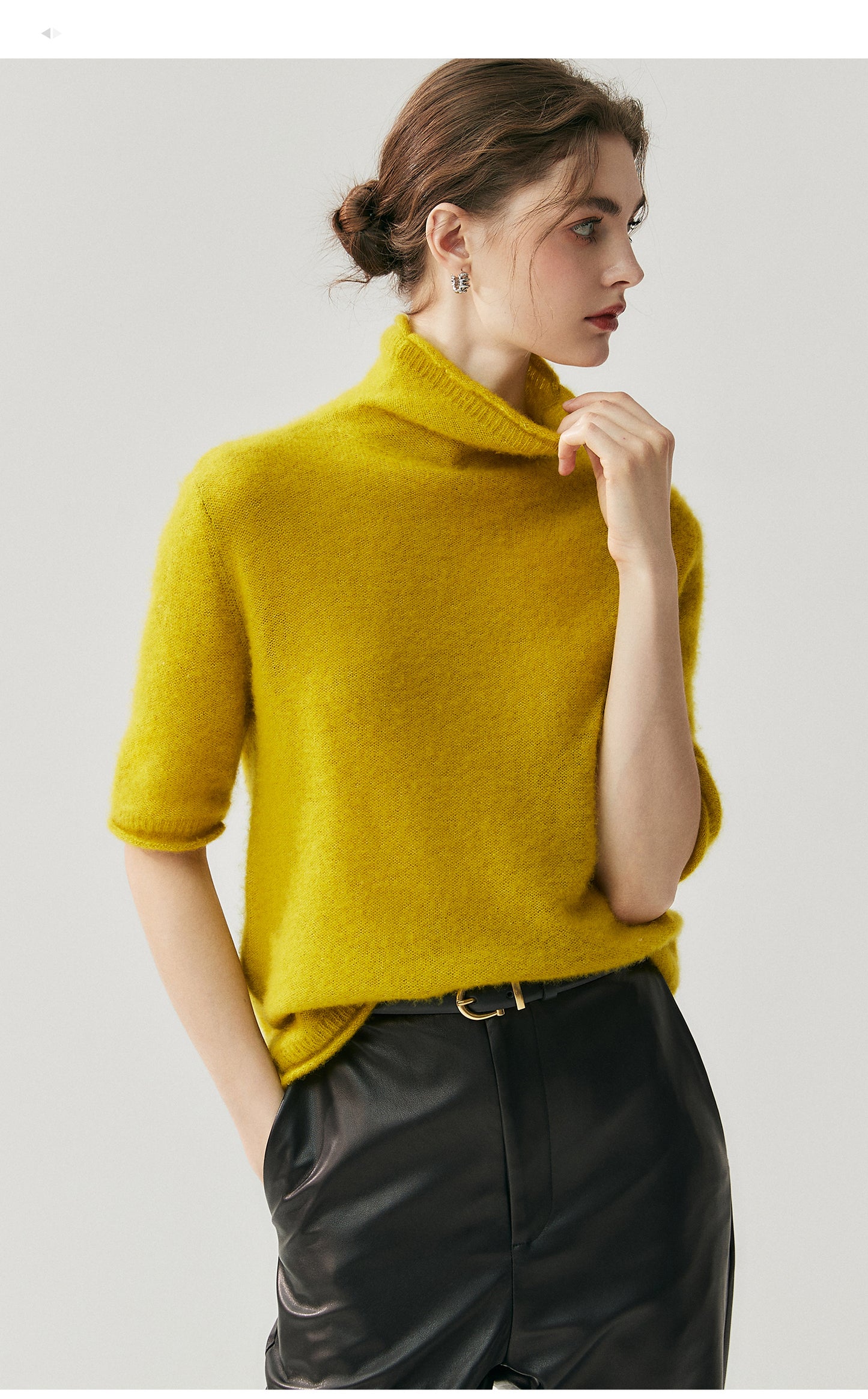 75% Cashmere + 25% Silk Women's Short-Sleeved Thin Knit Base Layer Undershirts