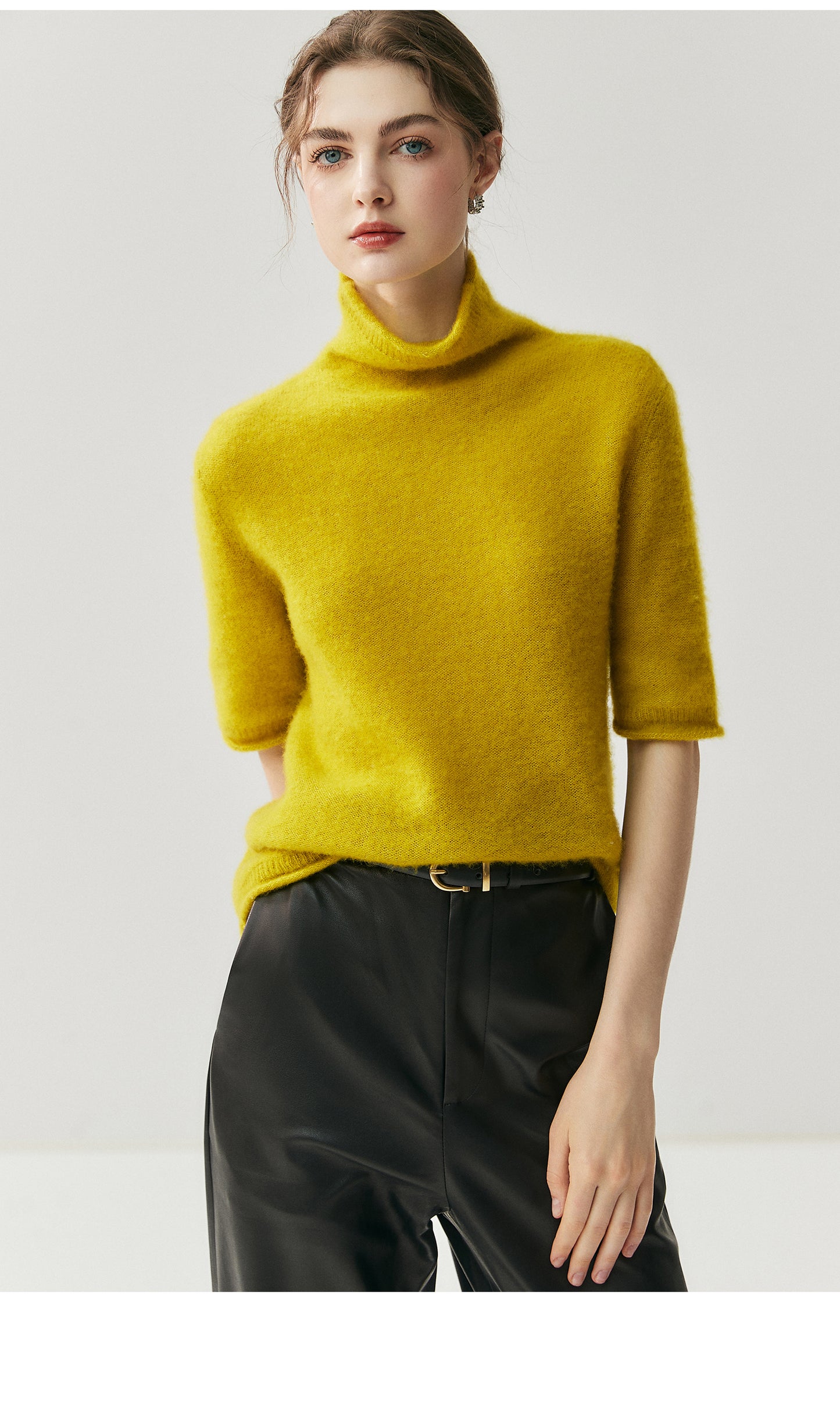 75% Cashmere + 25% Silk Women's Short-Sleeved Thin Knit Base Layer Undershirts